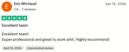 Trustpilot review from Eric Michaud, Easy Machine AI